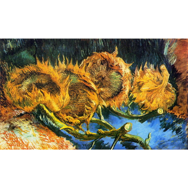 オーダー油絵 】ゴッホ 4本の切ったひまわり 【選べるサイズ／選べる