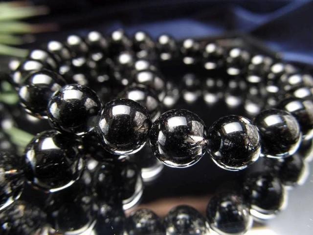 AA 黒針たっぷりタイプ ブラックルチルクォーツ ブレスレット 8.5mm