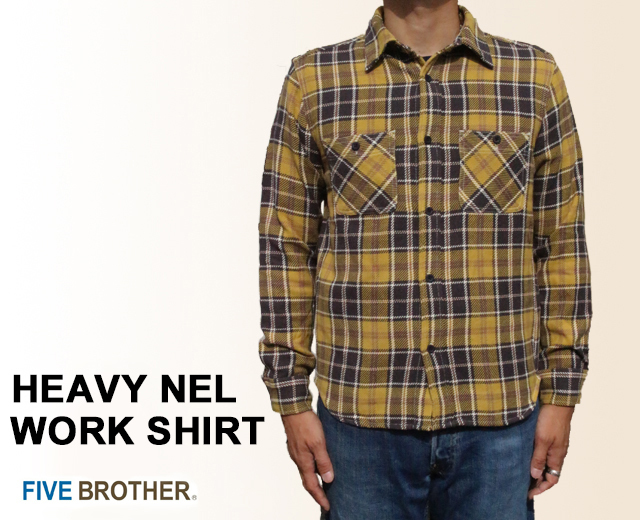 FIVE BROTHER/ファイブブラザー ヘビーネルシャツ マスタード 黄