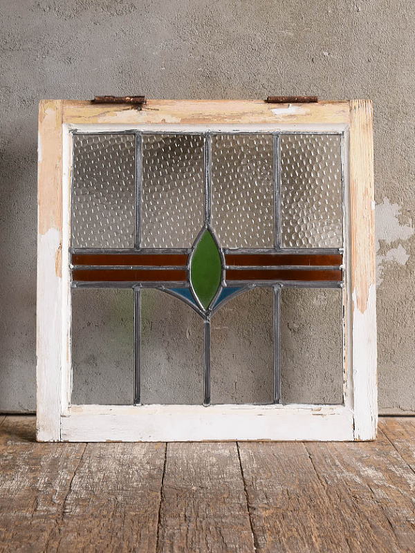 イギリス アンティーク ステンドグラス 窓 幾何学 13188