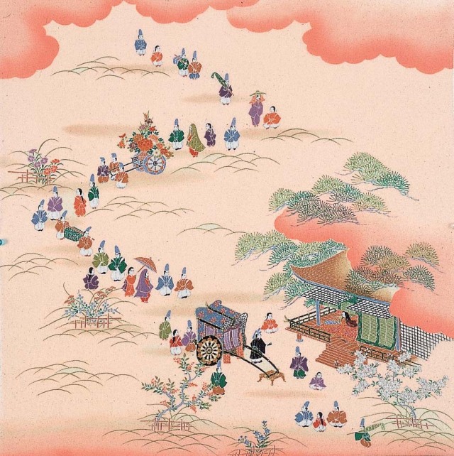 正絹ちりめん友仙風呂敷 約68×68cm 時代祭り 風呂敷は京都のいーふろしきや