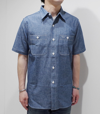 WAREHOUSE ウエアハウス 半袖|ブルーシャンブレー|トリプルステッチ