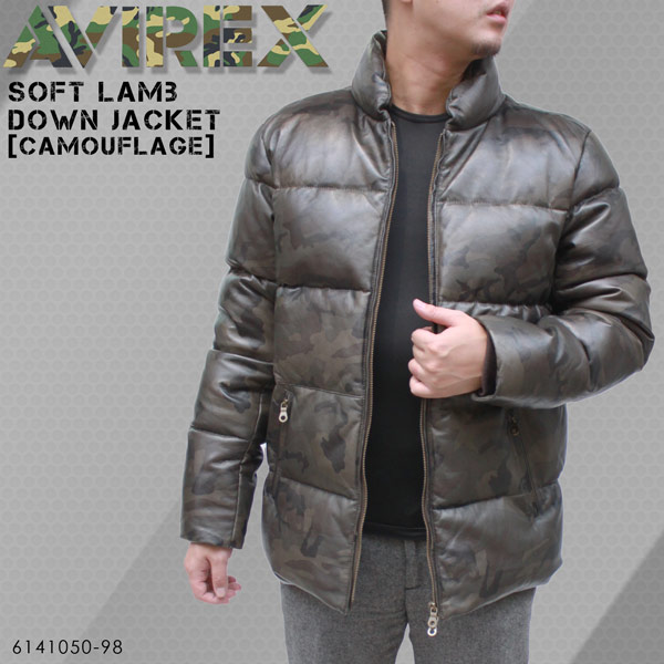カモフラ柄]AVIREX(アヴィレックス) ソフトラム レザーダウン