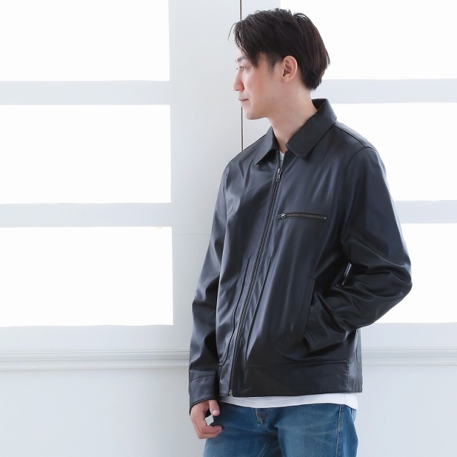 レザーブルゾン メンズ 本革 革ジャン レザージャケット ラムレザー