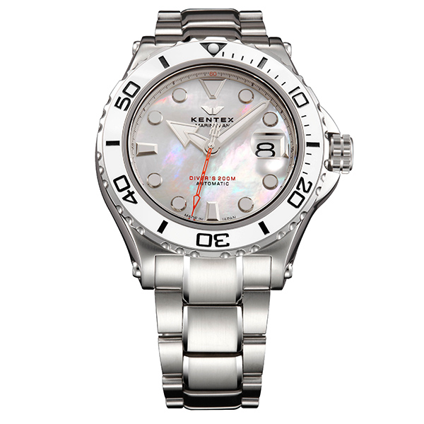 KENTEX マリンマンシーホースII ホワイトMOP メタルベルト／ MARINEMAN