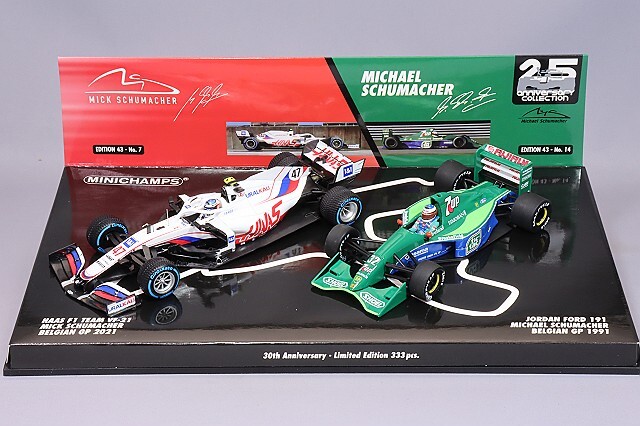 ミニチャンプス 1/43 シューマッハ 30周年記念 F1 ベルギーGP 親子2台