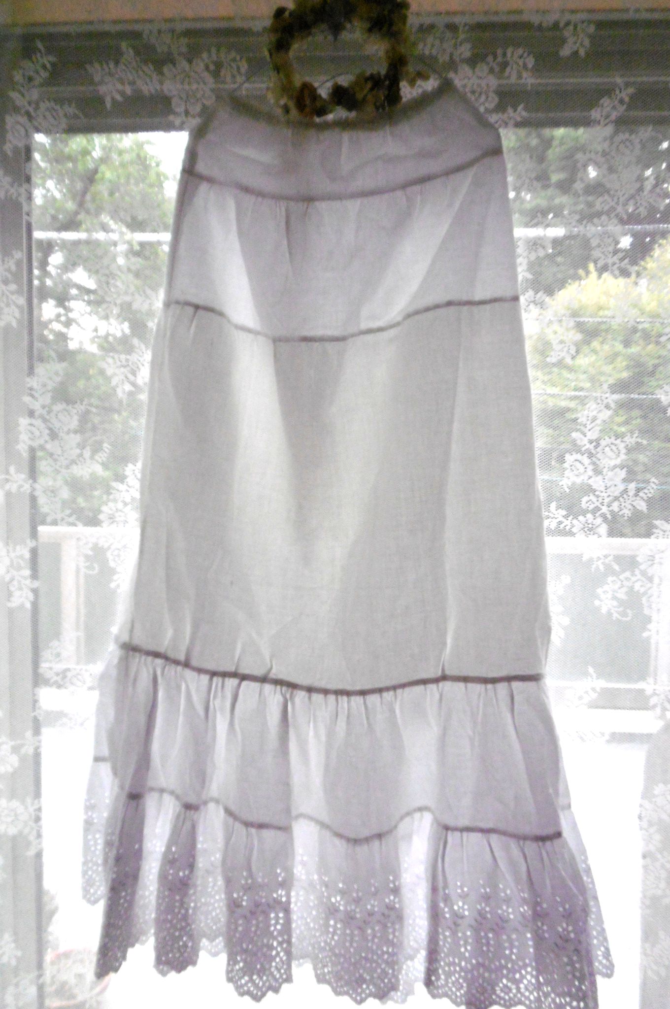 フランスアンティーク,ペチコート,スカート,コットン,カットワーク