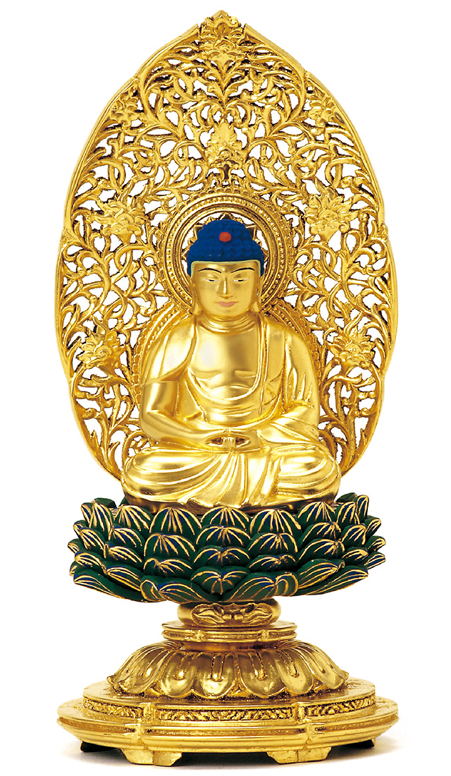 肉筆金粉 古仏画 絹本 仏画 掛け軸 仏壇 釈迦様 豪華仕上げ 肉筆金粉