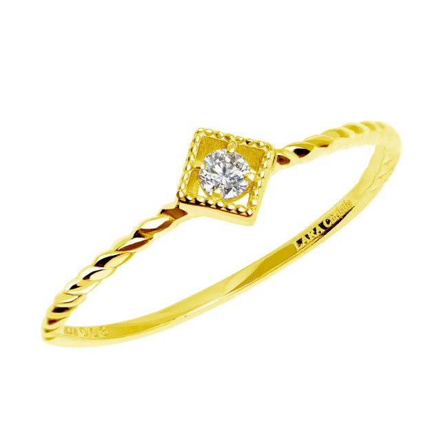 指輪 レディース 18金 ダイヤモンド スクエア リング K18 ゴールド