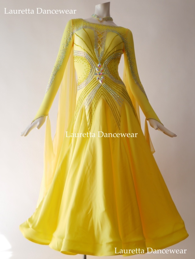社交ダンスドレス】ST21049 スタンダード/モダン 高級仕様 イエロー