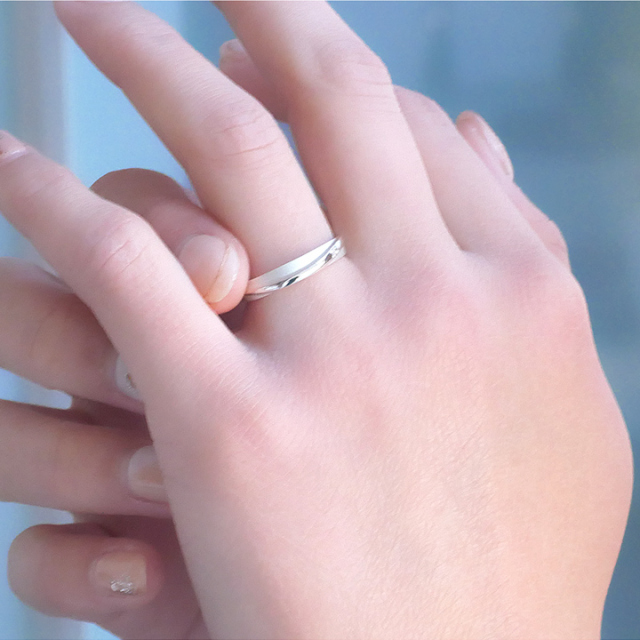 ダイヤモンドペアリング シルバー925 カーブライン ストレートリング