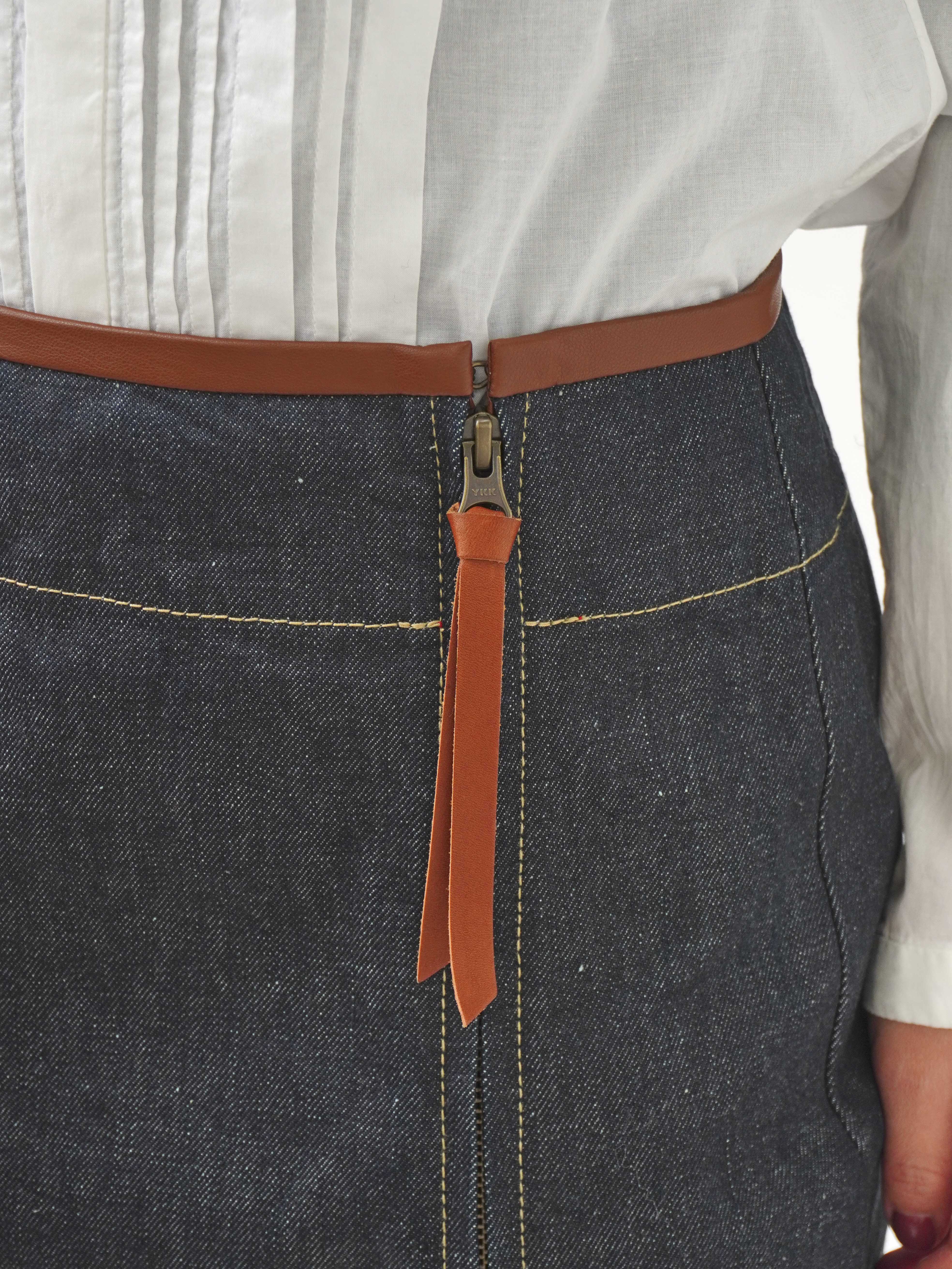 13.5ozストレッチデニムセミタイトスカート