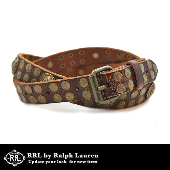 RRL ダブルアールエル コイン&スタッズ ナローベルト BROWN W32を通販