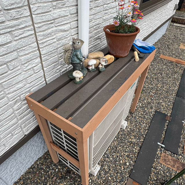室外機カバー 人工木+アルミ製 オープンタイプ