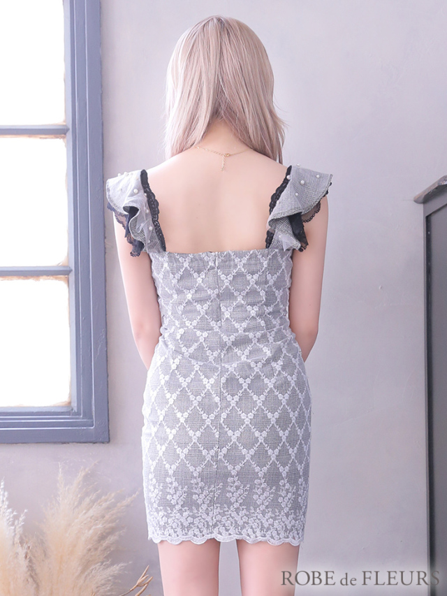 XSサイズあり】編み上げリボン×タイトミニキャバドレス(fm2284)