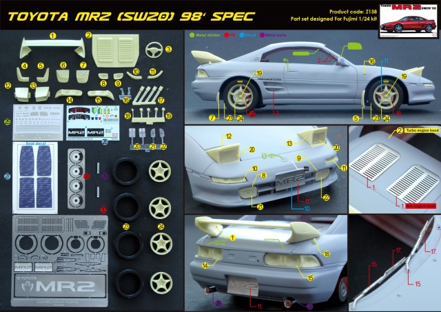 ZoomOn 1/24 トランスキット トヨタ MR2 SW20 1998 スペック Z138