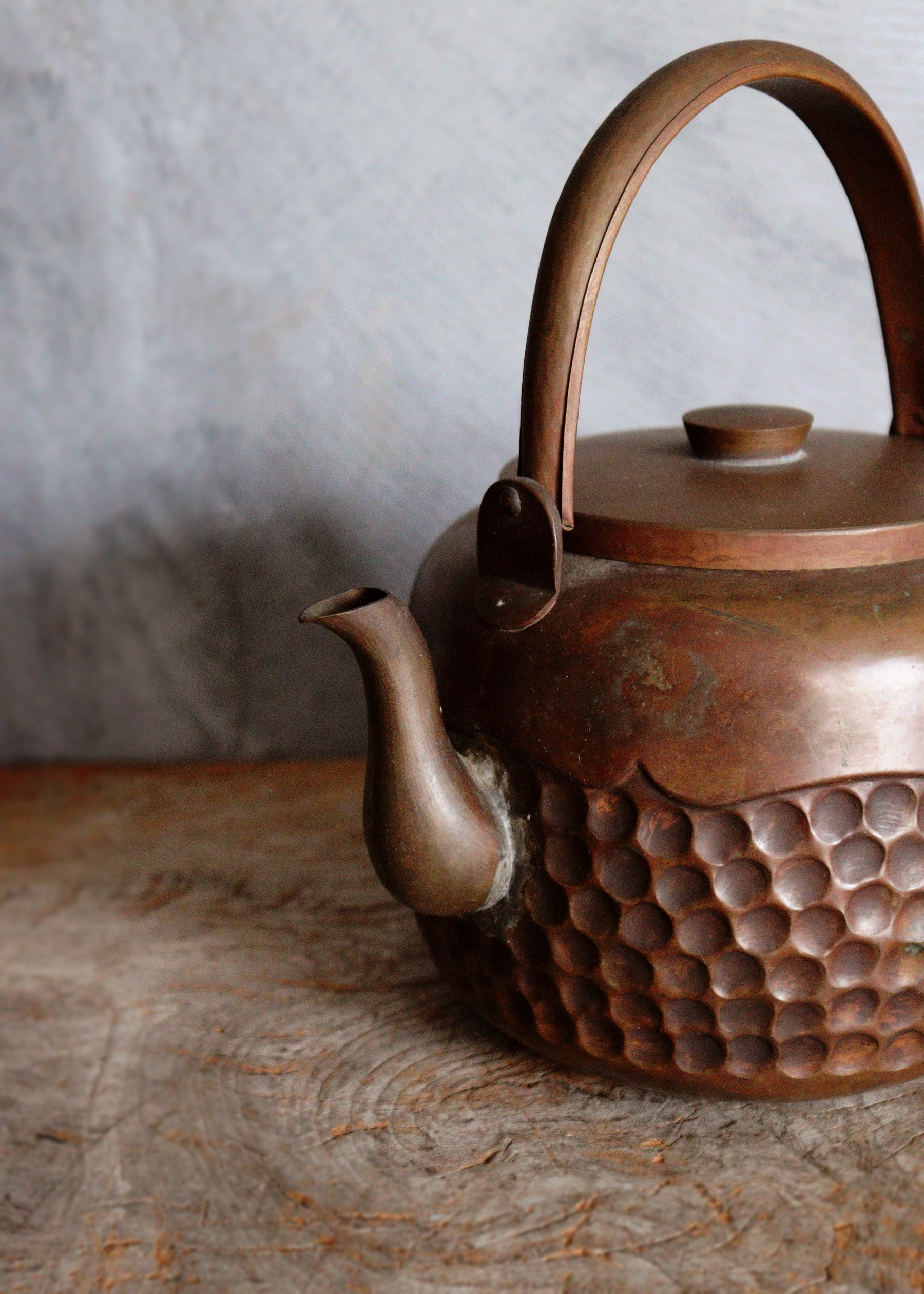 銅製打ち出し薬缶 水注 煎茶道具 茶道具 アウトドア 古道具 Antique