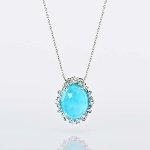 ネックレス K10ホワイトゴールド/プラチナ ターコイズ クオーツ(JL