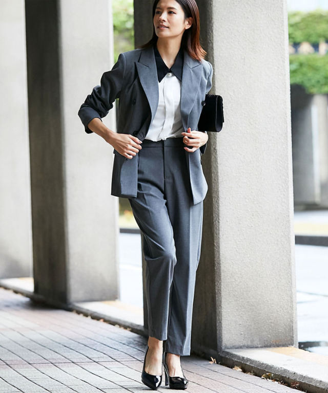 ダブルテーラードジャケット＆テーパードパンツスーツセット 【品番