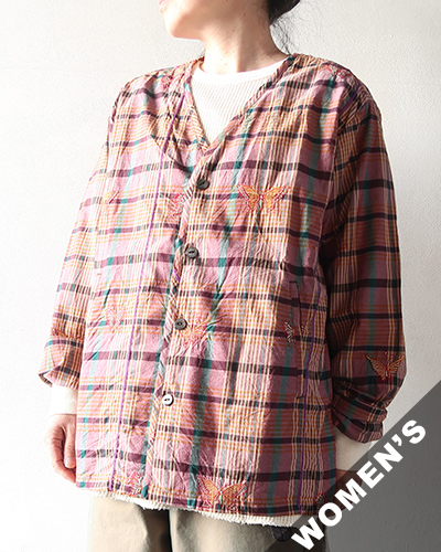 NEEDLES - V-Neck Cardigan - Embro Madras Plaid - YELLOW ニードルズ