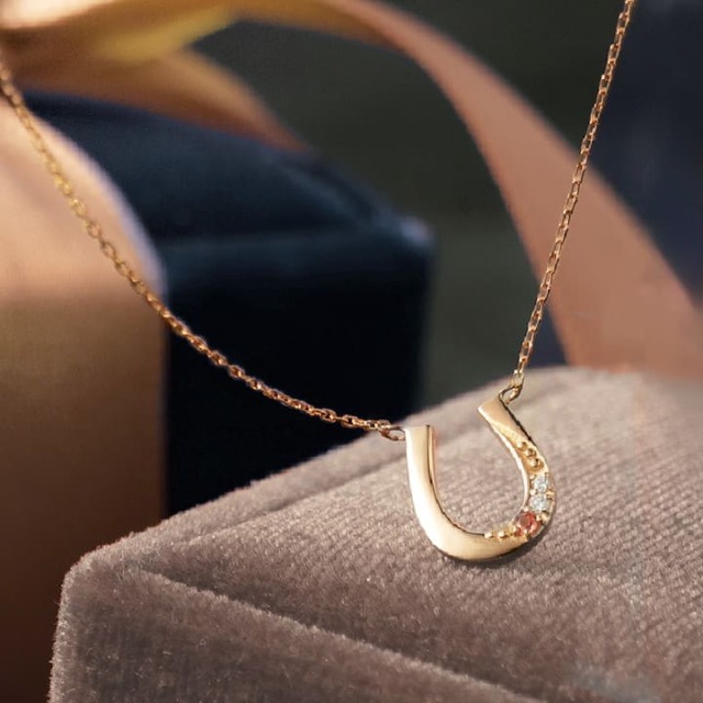 ◇誕生石対応◇K10イエローゴールド ホースシューネックレス【MIP11017】