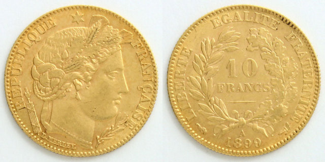 第三共和政フランス 1899 10フラン セレス女神