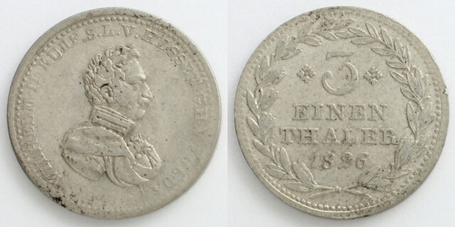 ドイツ ヘッセン選帝侯国 1826 1/3ターレル銀貨 ヴィルヘルム2世