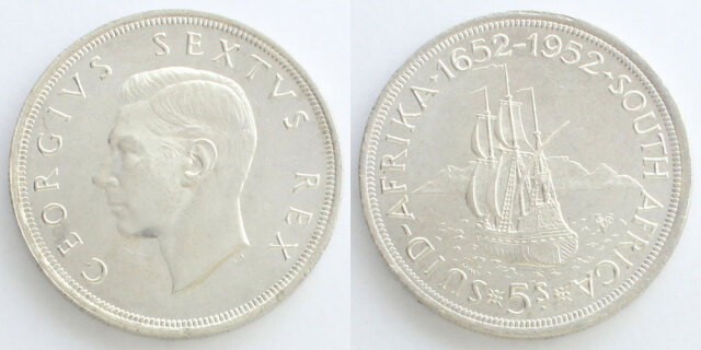 南アフリカ 1952 5シリング銀貨 ジョージ6世