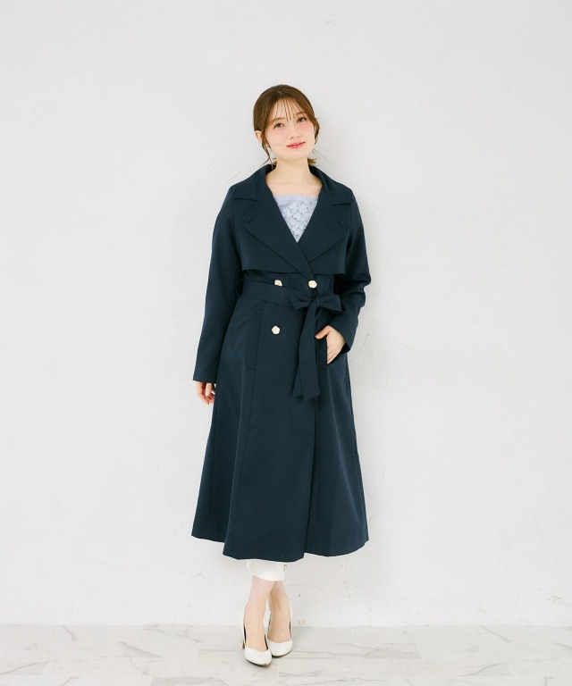 2WAY仕様ゴールド釦ヨークトレンチコート