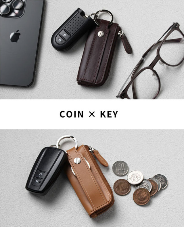 本革 小銭入れ一体型 キーケース コインケース 小銭入れ コイン 鍵