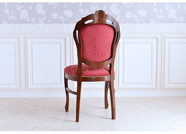 イタリア製 象嵌ラウンドダイニングセット5P （レッドフラワー