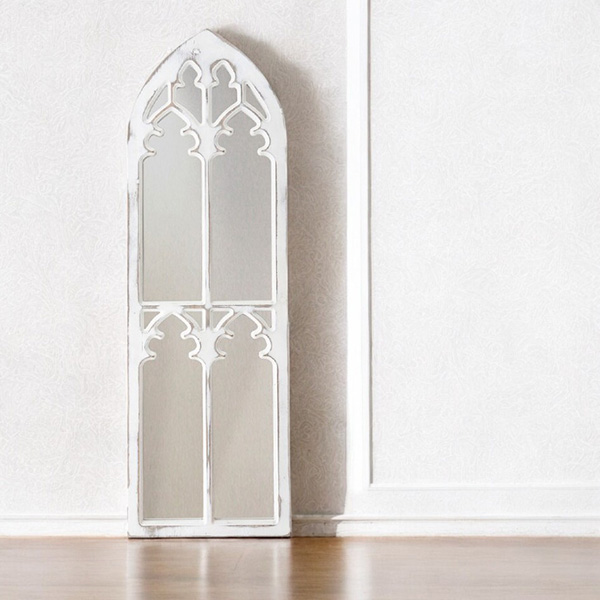 フレンチシャビー ウィンドウミラー 壁掛け鏡（ホワイト）｜Y-KAGU