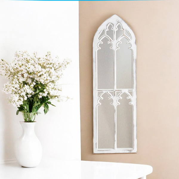 フレンチシャビー ウィンドウミラー 壁掛け鏡（ホワイト）｜Y-KAGU