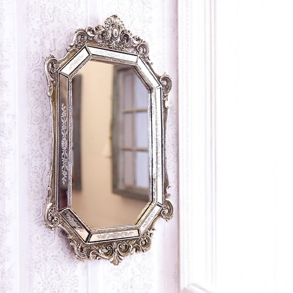 ロココデコ ウォールミラー 壁掛け鏡（シルバー）｜Y-KAGU(輸入家具屋