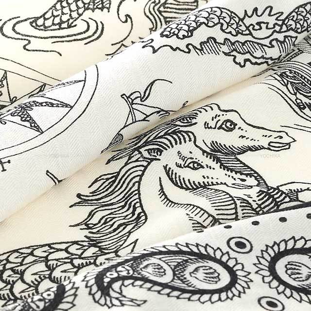 HERMES エルメス スカーフ カレ140 船乗りのタトゥー バンダナ 白