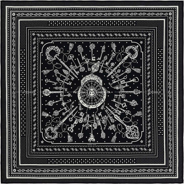 HERMES エルメス スカーフ カレ140 レクレ バンダナ 黒 (ブラック