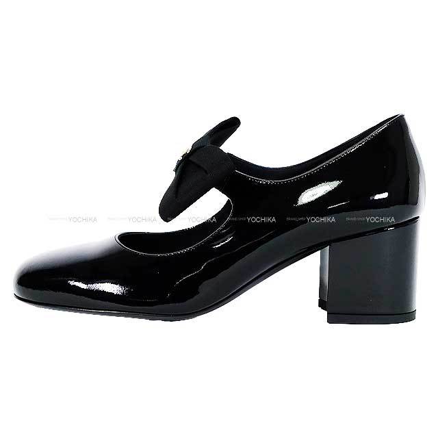 CHANEL シャネル パンプス メリー ジェーン ココマーク リボン #38 黒