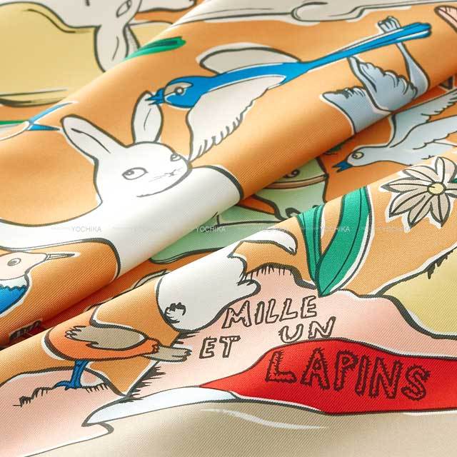 2023年 秋冬 HERMES エルメス スカーフ カレ90 千と一のウサギ グリ