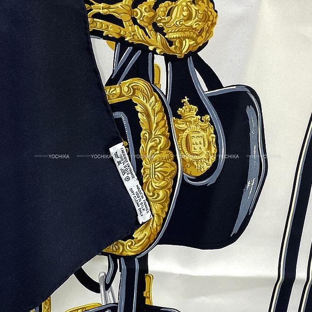 HERMES エルメス スカーフ カレ90 ブリッドドゥガラ 黒 (ブラック)/白