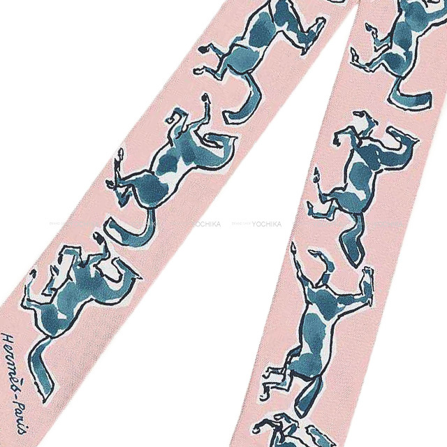 HERMES エルメス スカーフ ツイリー 自由の馬 ビューローズ/ブルー