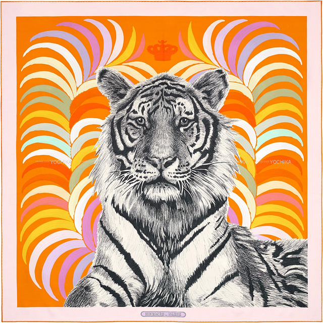 2022年春夏 HERMES エルメス スカーフ カレ90 ダブルフェイス 王者の虎