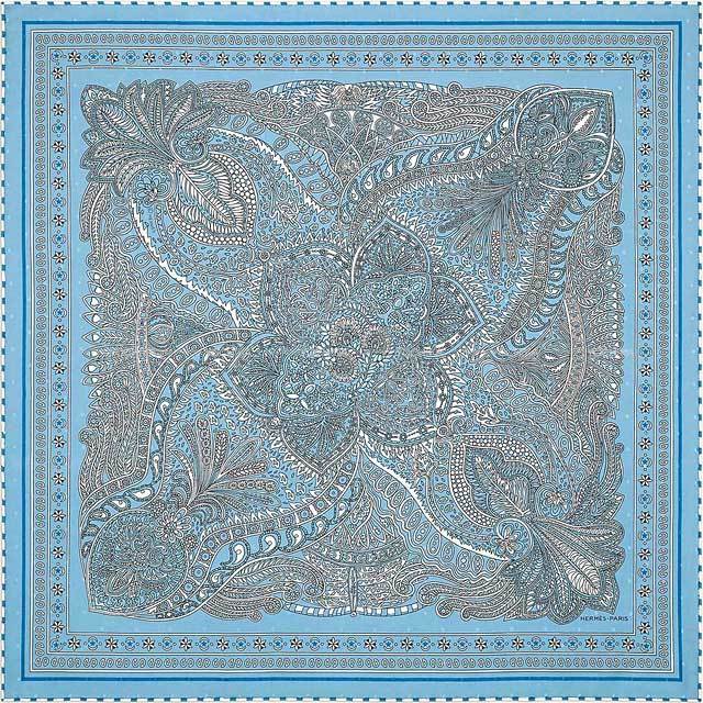 HERMES エルメス スカーフ カレ55 マハラニの庭 バンダナ ドット刺繍