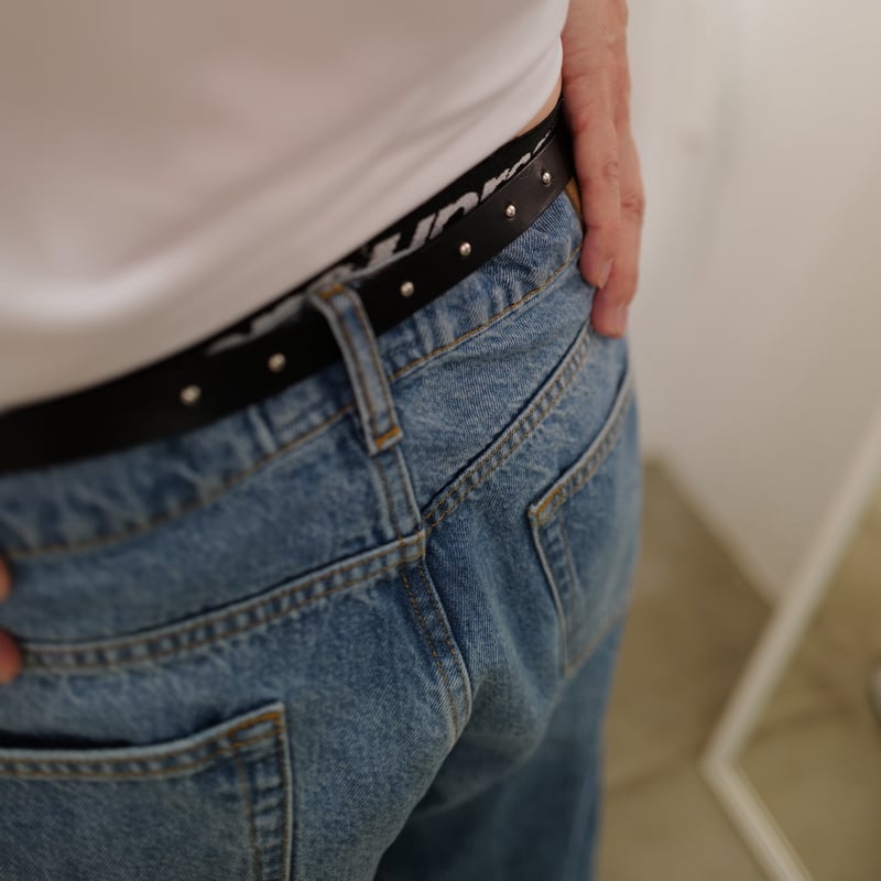 anytee classics] Narrow Long Belt_Black Black