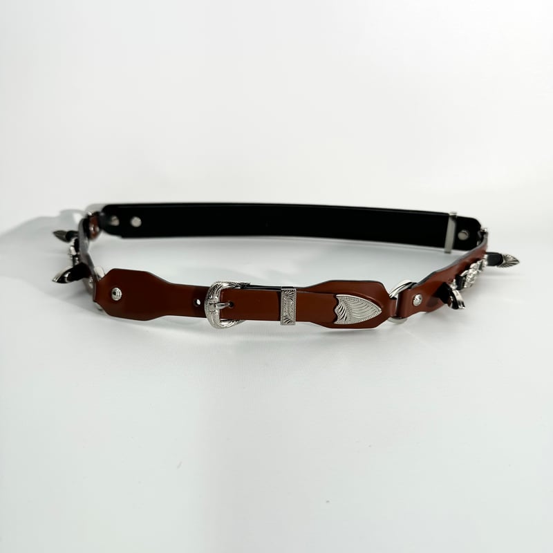 TOGA TOO / METAL LEATHER NARROW BELT | glitter