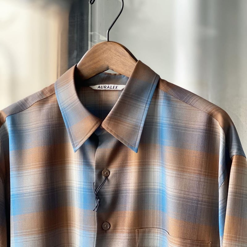 AURALEE SUPER LIGHT WOOL CHECK SHIRTS | Less H