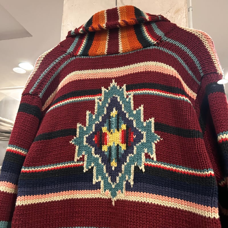 90s COUNTRY RALPH LAUREN ネイティブ柄 ショールカラーガウン カントリ