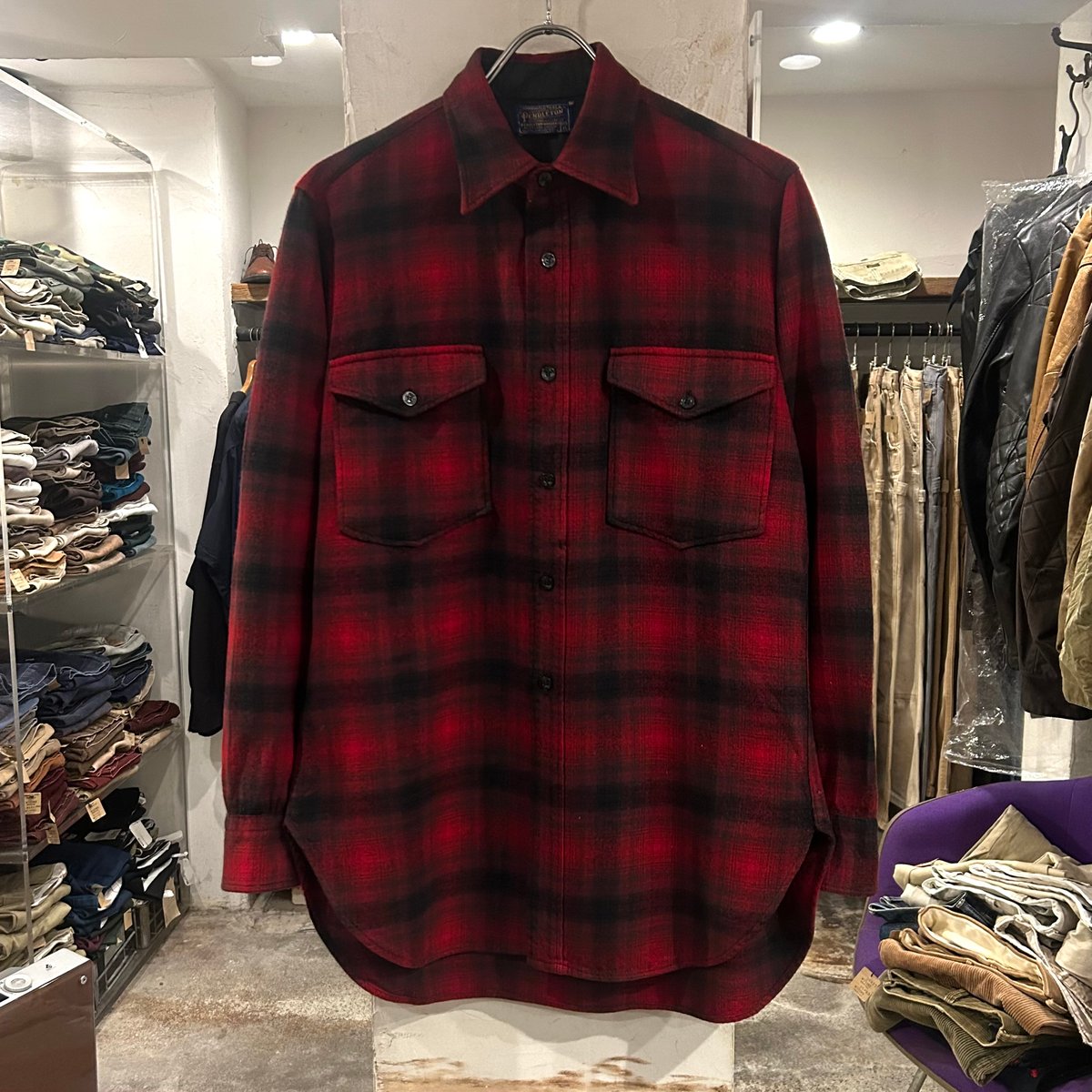 50s PENDLETON ウールチェックシャツ ペンドルトン オンブレチェック