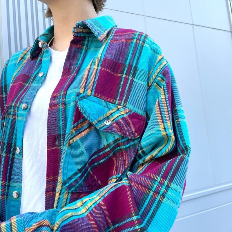 90s FIVE BROTHER ネルシャツ チェック柄 ファイブブラザー 90年代 (S17