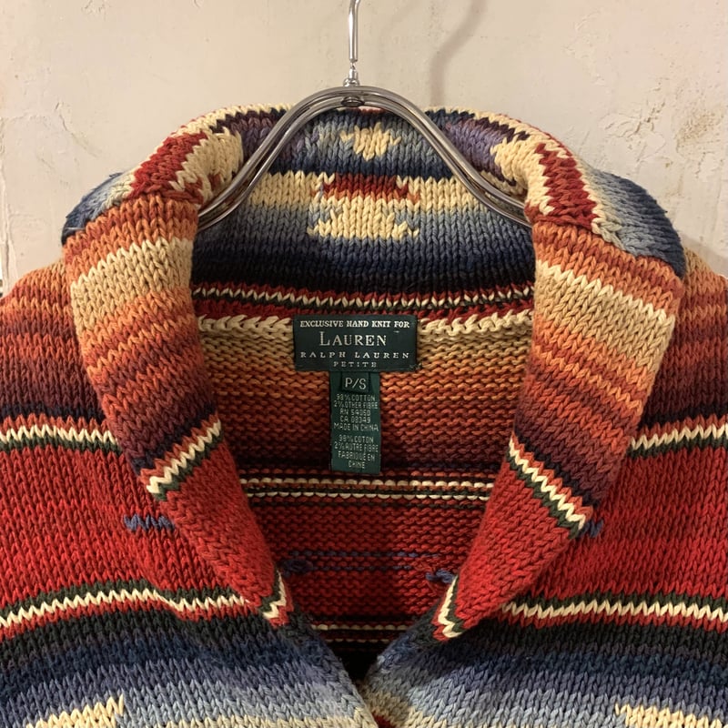 LAUREN Ralph Lauren ネイティブ柄 ショールカラーニットカーディガン