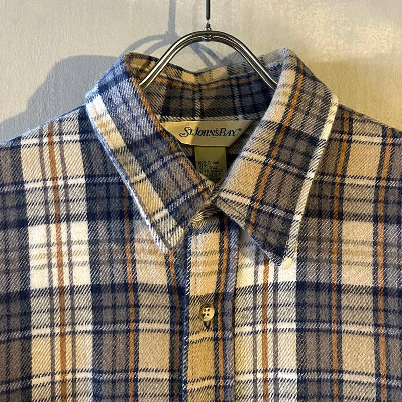 80s ST JOHN'S BAY L/S ネルシャツ USA製 Size XL セントジョン
